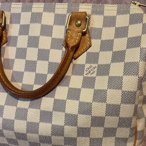 Louis Vuitton Checkered Satchel - Cream and Brown with Lock & Key